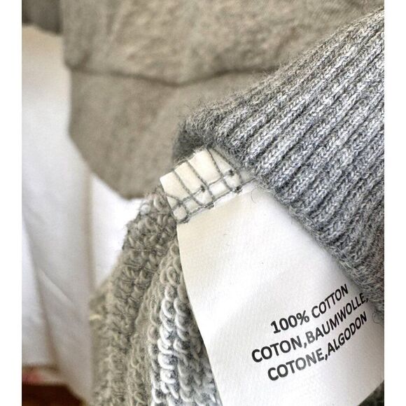 Anthropologie Deletta Cold Shoulder Beaded Embellished Grey Sweatshirt Sz PS EUC - Picture 6 of 12